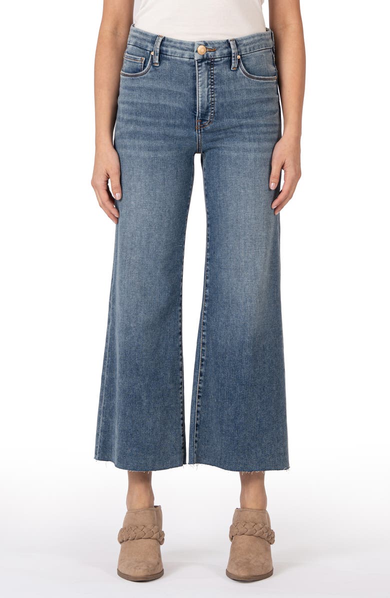 KUT from the Kloth Meg High Waist Raw Hem Ankle Wide Leg Jeans | Nordstrom