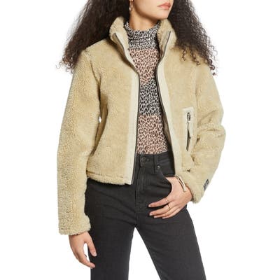 Bdg Urban Outfitters Contrast Panel Fleece Jacket, Ivory