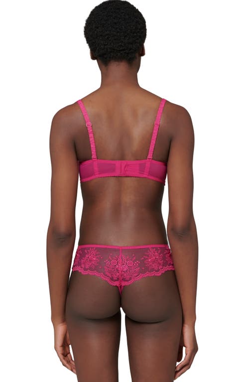 Simone Perele Intrigue Floral Embroidered Tanga In Disco Pink