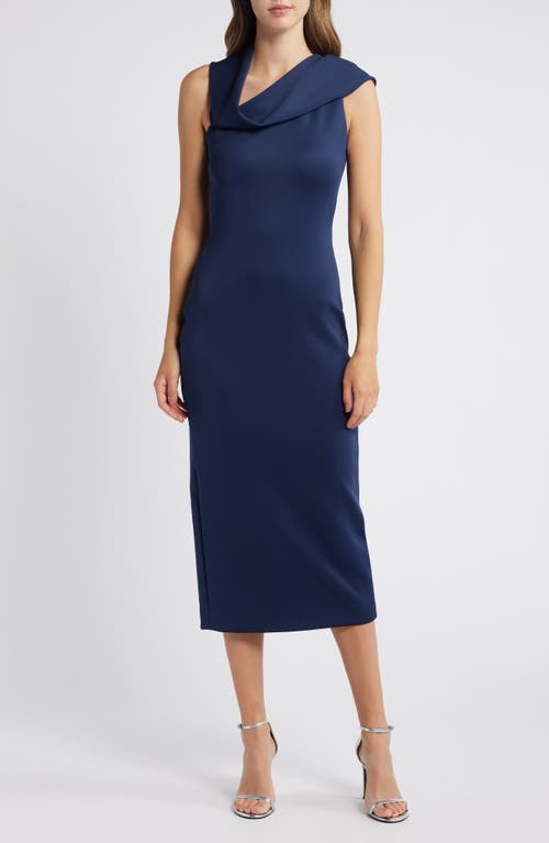 Shop Black Halo Dolores One-shoulder Satin Cocktail Dress In Pacific Blue