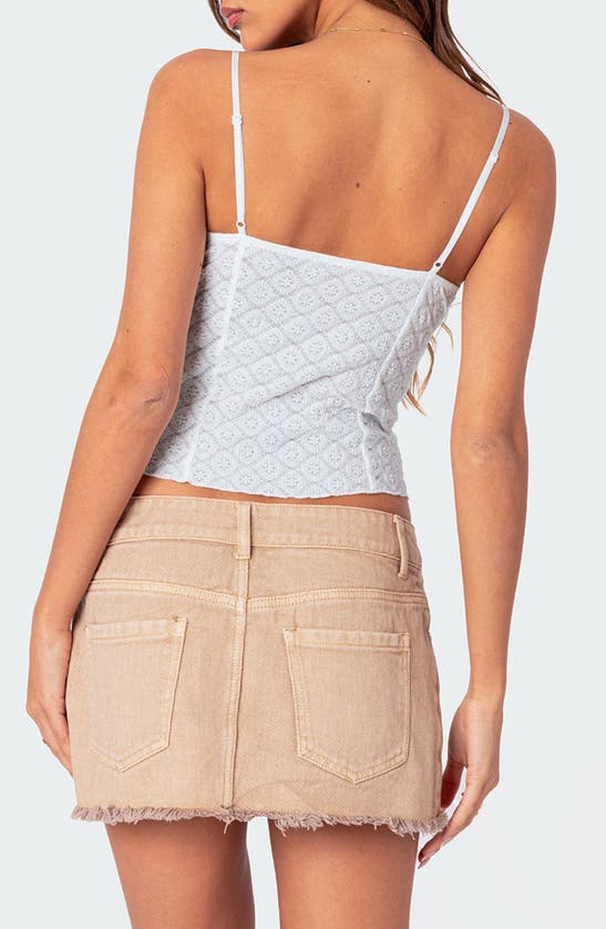 Shop Edikted Textured Tie Front Lace Camisole In White