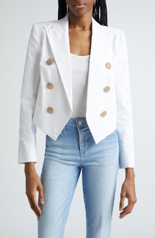 L'AGENCE Lila Double Breasted Boxy Blazer White at Nordstrom,