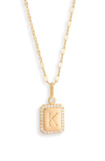 Leith Initial Pendant Necklace In K- Clear- Gold