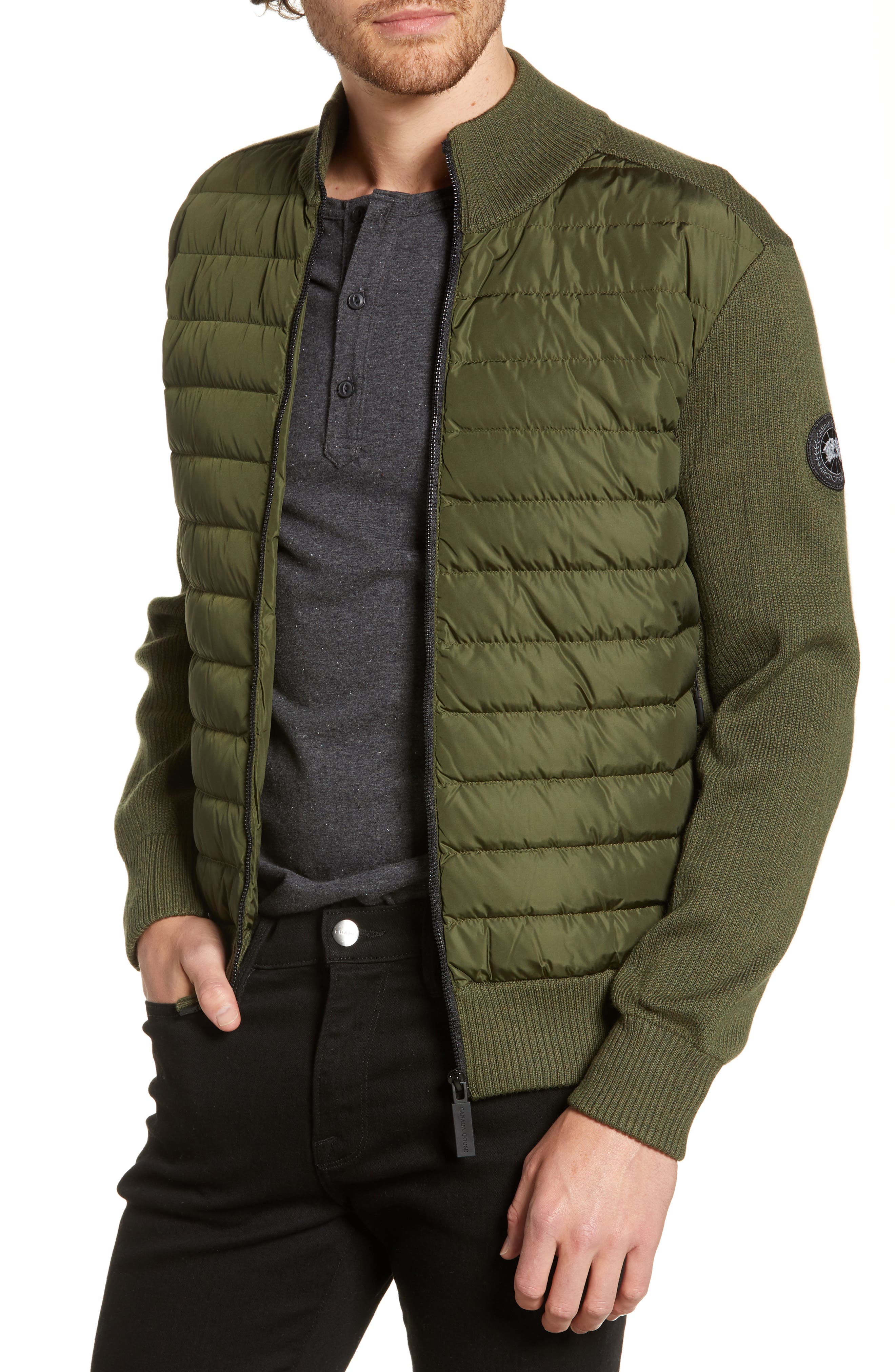 Canada Goose Hybridge Slim Fit Down Front Knit Jacket, Green