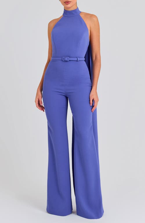 Drape Halter Neck Wide Leg Jumpsuit in Purple