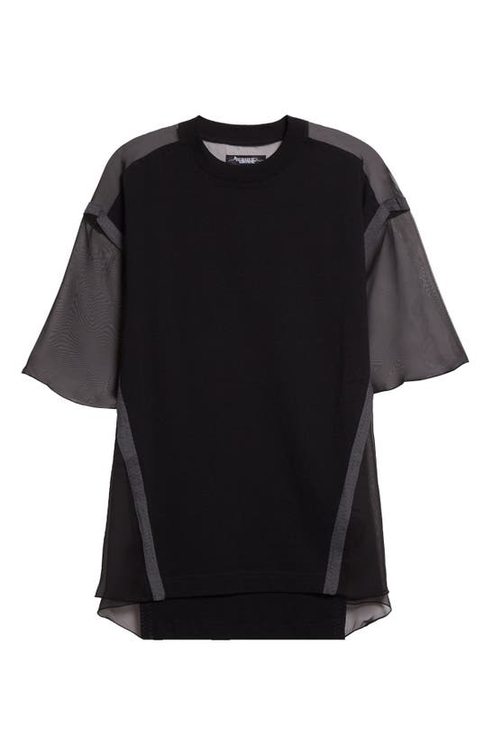 Shop Undercover Organza Trim Tunic T-shirt In Black