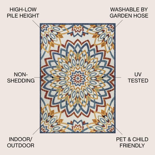 Jonathan Y Flora Abstract Bold Mandala High-low Indoor/outdoor Area Rug In Red/blue/yellow