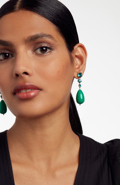 Shop Ted Baker London Pearsti Crystal Drop Earrings In Gold Tone/green/teal Crystal