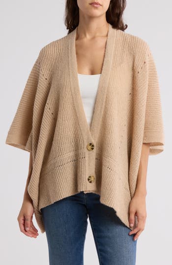 Bcbgeneration V-neck Two-button Knit Topper In Neutral