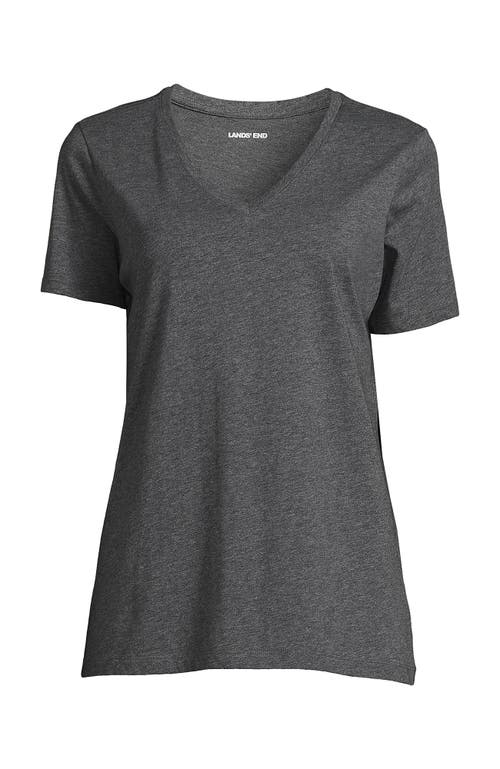 Lands' End Plus Size Relaxed Supima Cotton V-neck T-shirt In Charcoal Heather