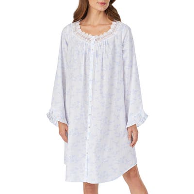 Eileen West Lace Trim Nightgown, Blue