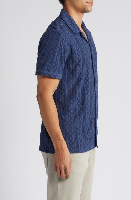 Rails Men's Maverick Terry Cloth Jacquard Short-sleeve Shirt In Royal Blue