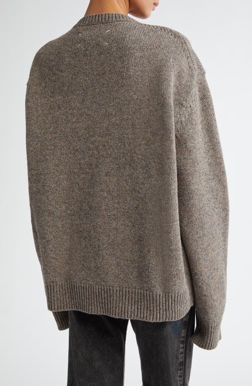 Shop Maison Margiela Marled Wool V-neck Sweater In Grey/brown