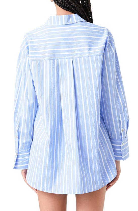Grey Lab Oversize Stripe Long Sleeve Button-up Shirt In Blue