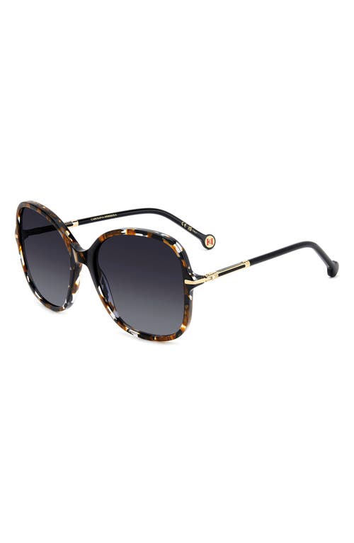 Carolina Herrera 58mm Gradient Square Sunglasses In Black Havana Gold/dark Grey