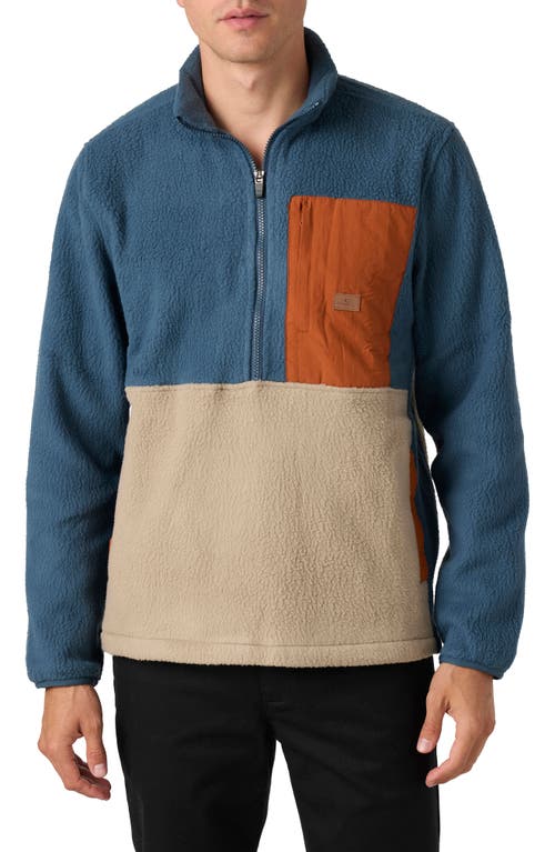 O'Neill Colton Colorblock High Pile Half Zip Pullover in Midnight Navy 