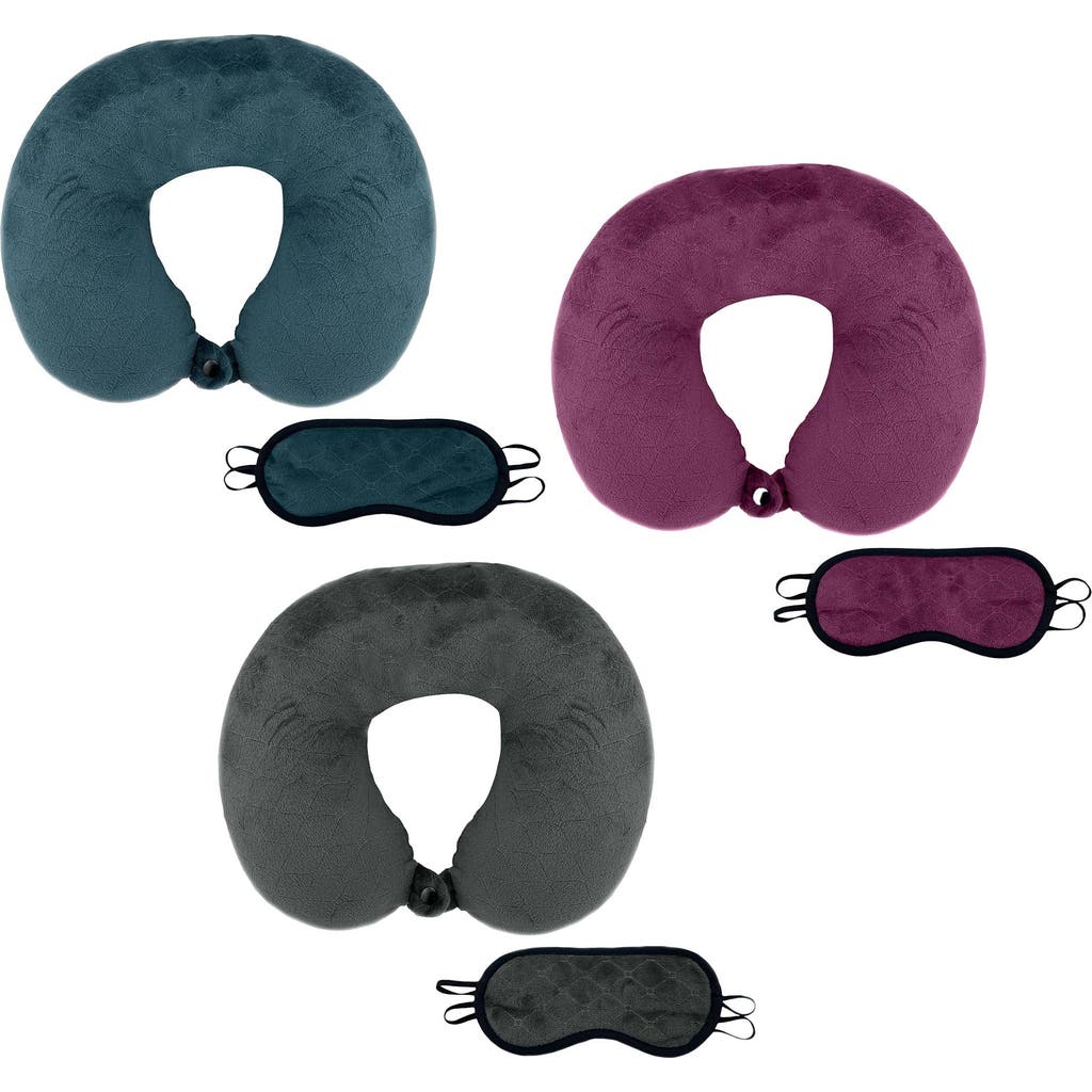 Pursonic 3 Memory Foam Travel Pillows With Sleep Masks By In Multicolor