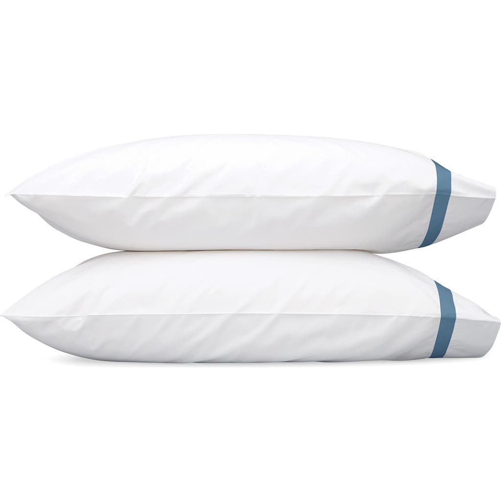 Matouk Lowell 600 Thread Count Set Of 2 Pillowcases In White/sea