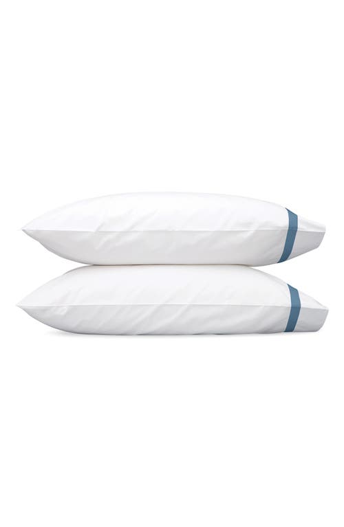 Matouk Lowell 600 Thread Count Set of 2 Pillowcases in White/Sea at Nordstrom, Size Standard