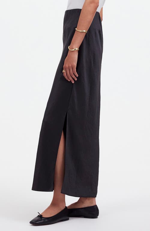 Shop Madewell Satin Maxi Slip Skirt In True Black