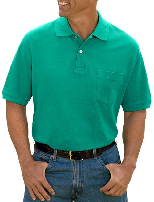 Shop Harbor Bay By Dxl Pocket Piqué Polo Shirt In Winter Green Heather