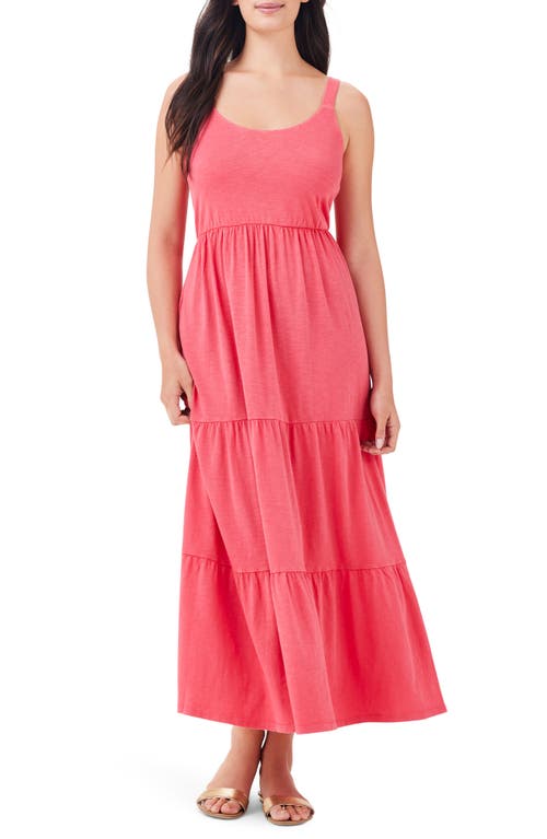 NZT by NIC+ZOE Tiered Cotton Blend Midi Sundress Poppy at Nordstrom,