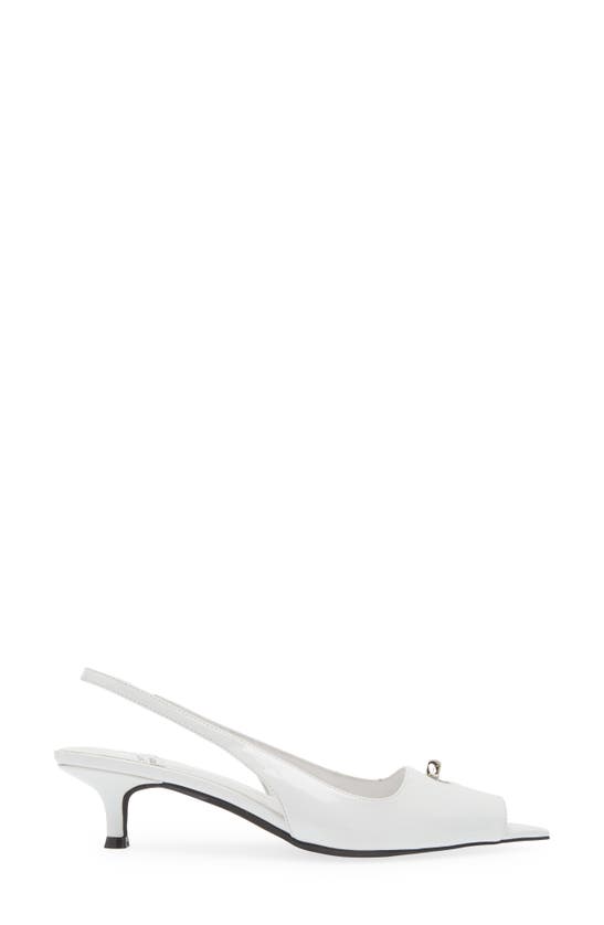 Shop Jeffrey Campbell Cirques Pointed Toe Kitten Heel Pump In White Patent Silver