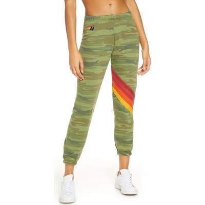 Aviator Nation Chevron Stripe Sweatpants, Green