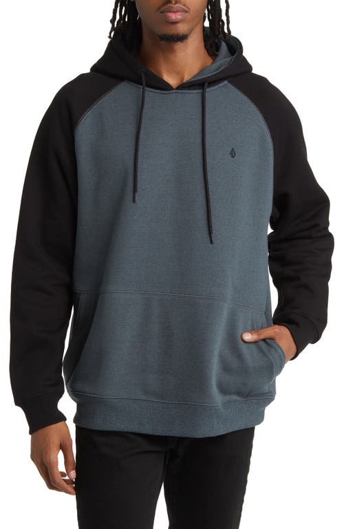 Volcom Homak Colorblock Raglan Sleeve Hoodie in Dark Slate