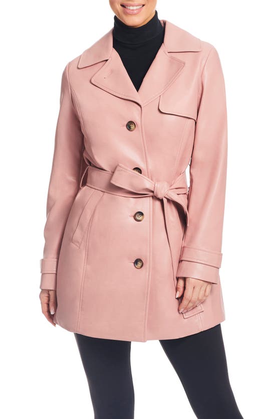 Sanctuary Faux Leather Trench In Dusty Pink
