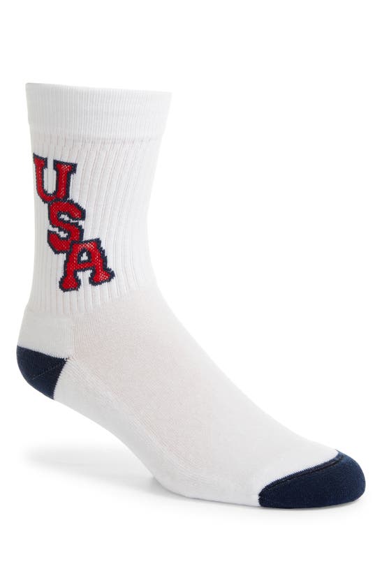 Shop American Trench 1968 Usa Crew Socks In White/ Red