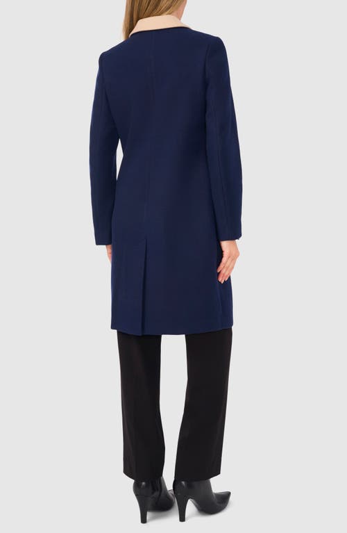 Shop Halogenr Halogen(r) Contrast Collar Double Breasted Coat In Classic Navy Blue