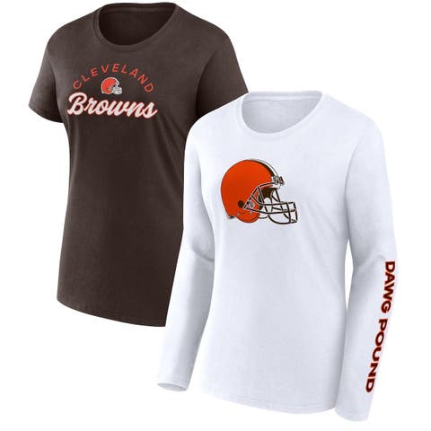 G-III 4Her by Carl Banks Brown/White Cleveland Browns Double Team 3/4-Sleeve Lace-Up T-Shirt