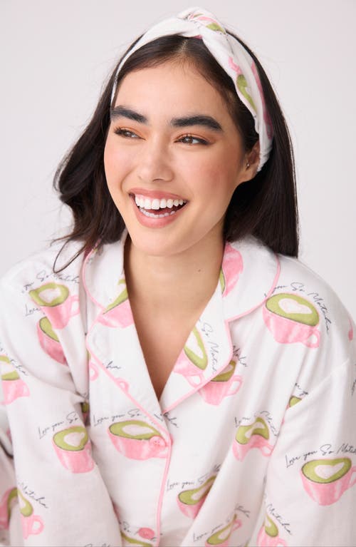 Shop Pj Salvage Print Cotton Flannel Pajamas In White Linen