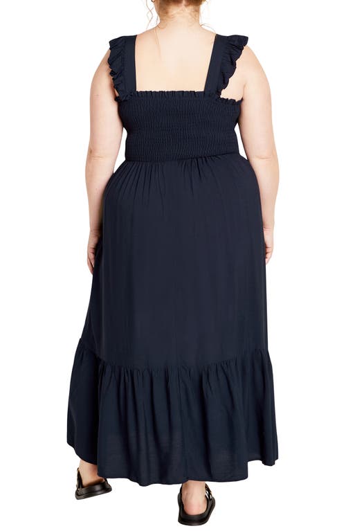 Shop City Chic Hally Smocked Midi Sundress In Navy