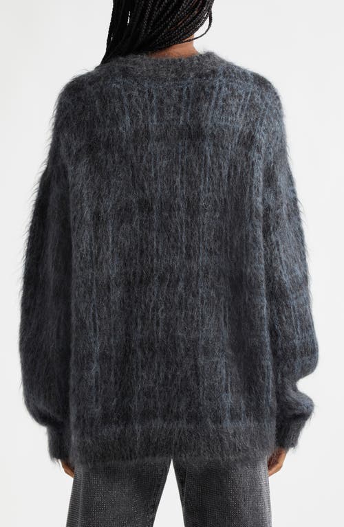 Shop Alexander Wang Plaid Oversize Wool & Mohair Blend Sweater In 445a Aqua Black Plaid