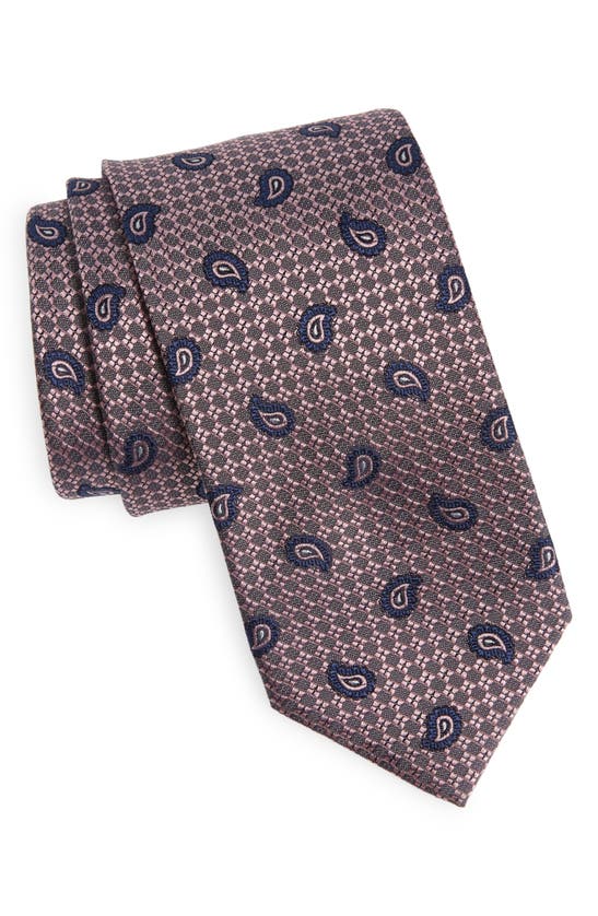Brioni Paisley Silk Jacquard Tie In Roseate/ Navy