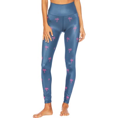 Beach Riot Blue Palm High Waist Leggings, Blue