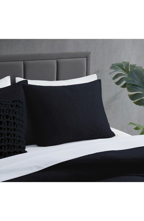 Dkny Modern Waffle Duvet Cover & Shams Set In Faded Black