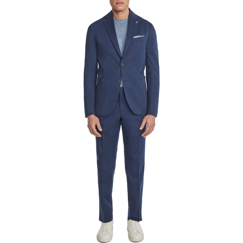 Jack Victor Irving Solid Blue Cotton & Cashmere Suit