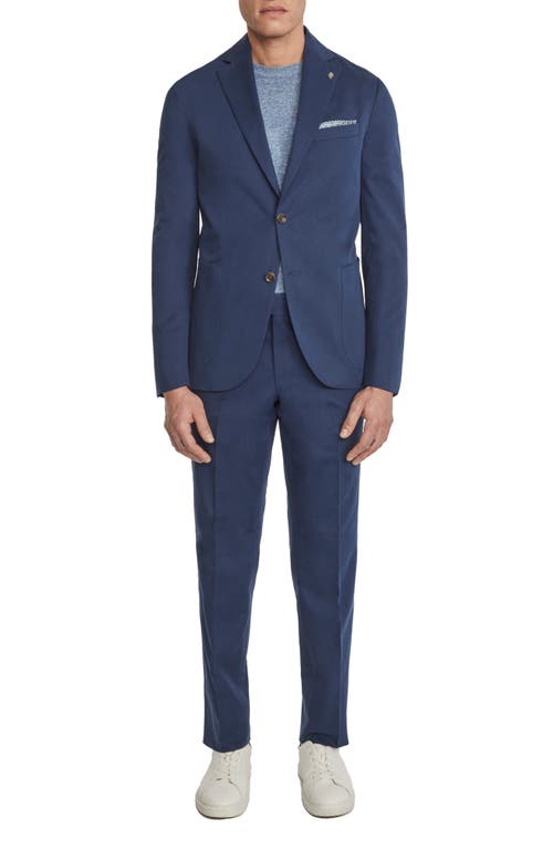 Shop Jack Victor Irving Solid Blue Cotton & Cashmere Suit In Navy