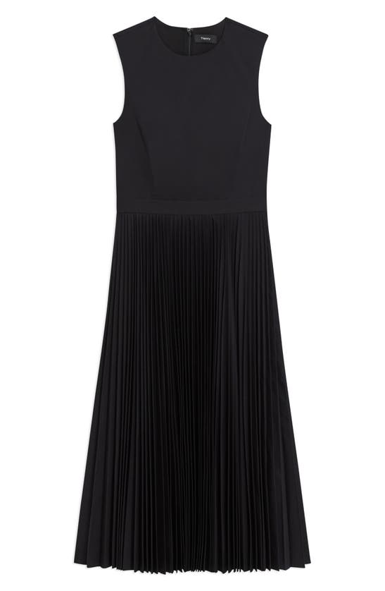 Shop Theory Pleat Skirt Midi Dress In Black