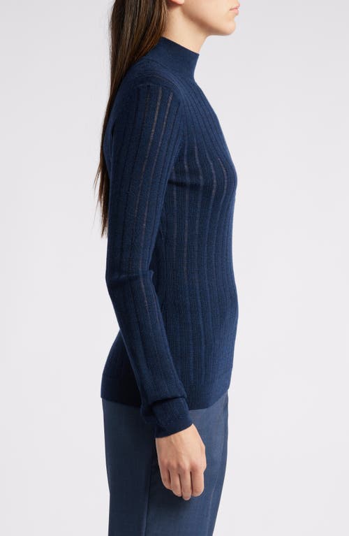 Shop Hugo Boss Boss Fatirami Mock Neck Virgin Wool Sweater In Sky Captain Melange