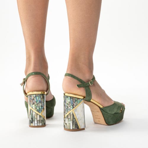 Shop Freya Rose Zahra Verde Ankle Strap Pearl Heel In Green