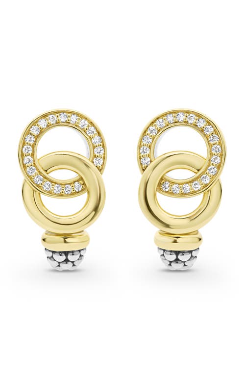 Shop Lagos Signature Caviar Interlocking Circle Diamond Drop Earrings In Two-tone