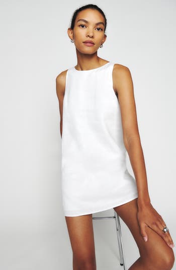 Reformation Jessi Sleeveless Linen Dress in White at Nordstrom, Size 12