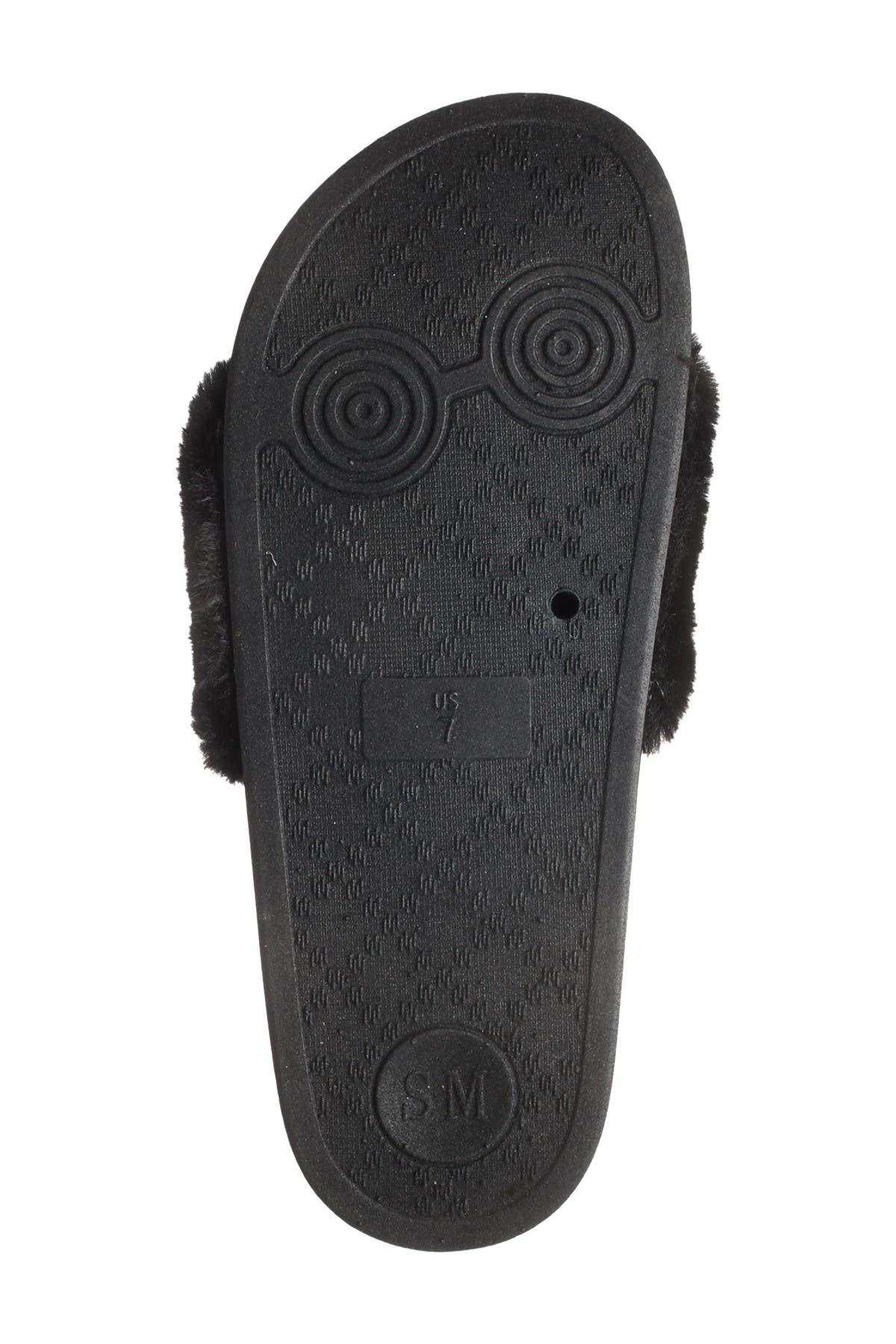 steve madden black fur slides