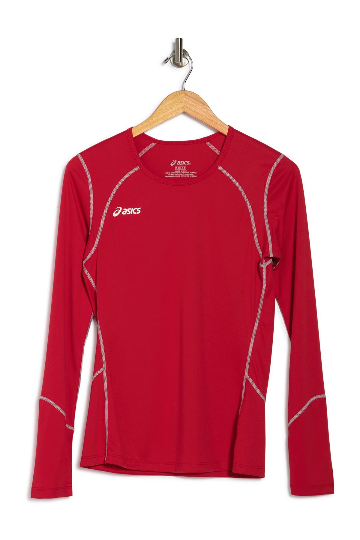 Asics Volleycross Long Sleeve Jersey In Red/steel Grey
