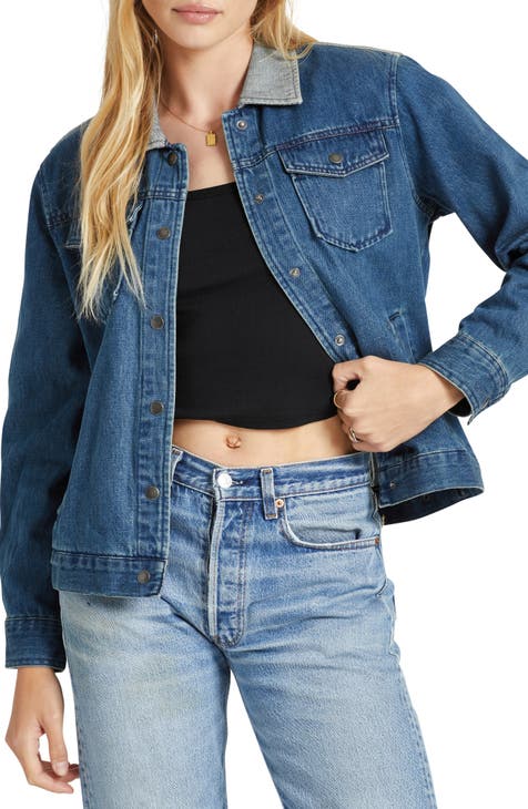 Embroidered Two-Tone Denim Trucker Jacket