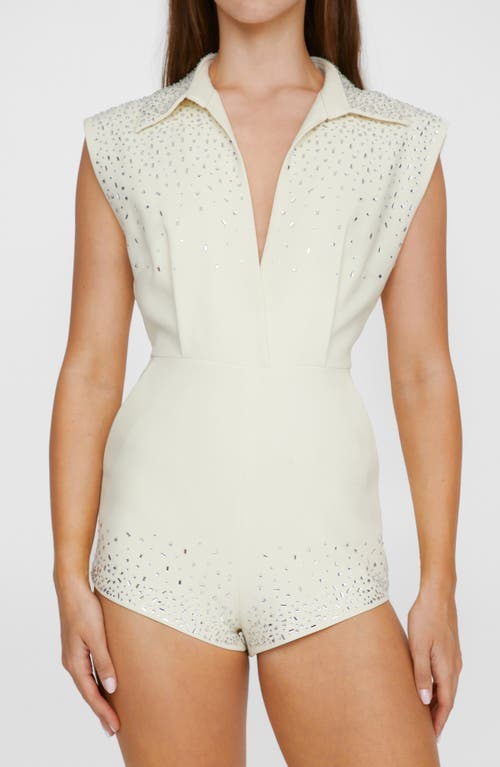 Shop Nasty Gal Hotfix Festival Diamante Tailored Romper In Ivory